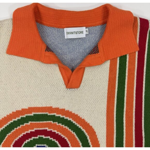 OXKNIT Store Mens Knit Polo Sweater Shirt Sz XL Retro Vintage 60s 70s Mod Style - Picture 2 of 8
